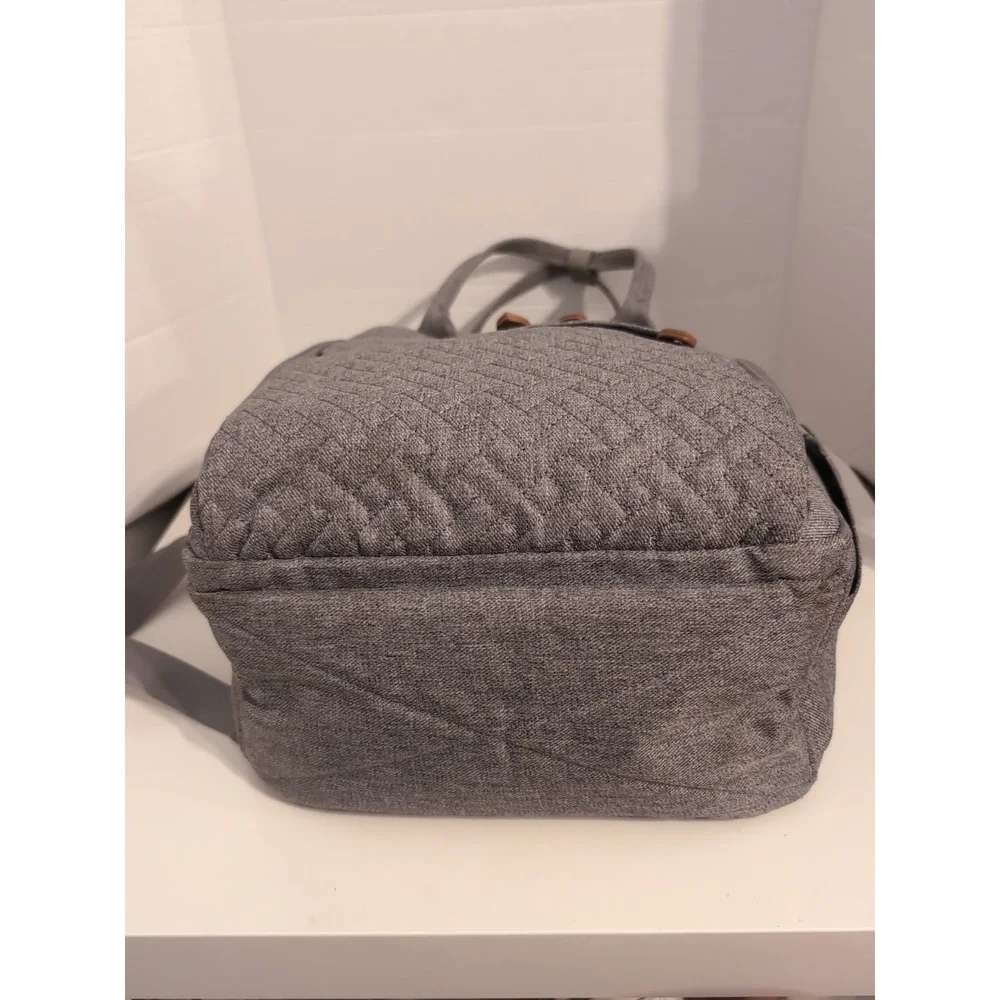 DIKALSLON Gray w/Brown Trim Backpack/Baby Bag Large Pockets Galore‎